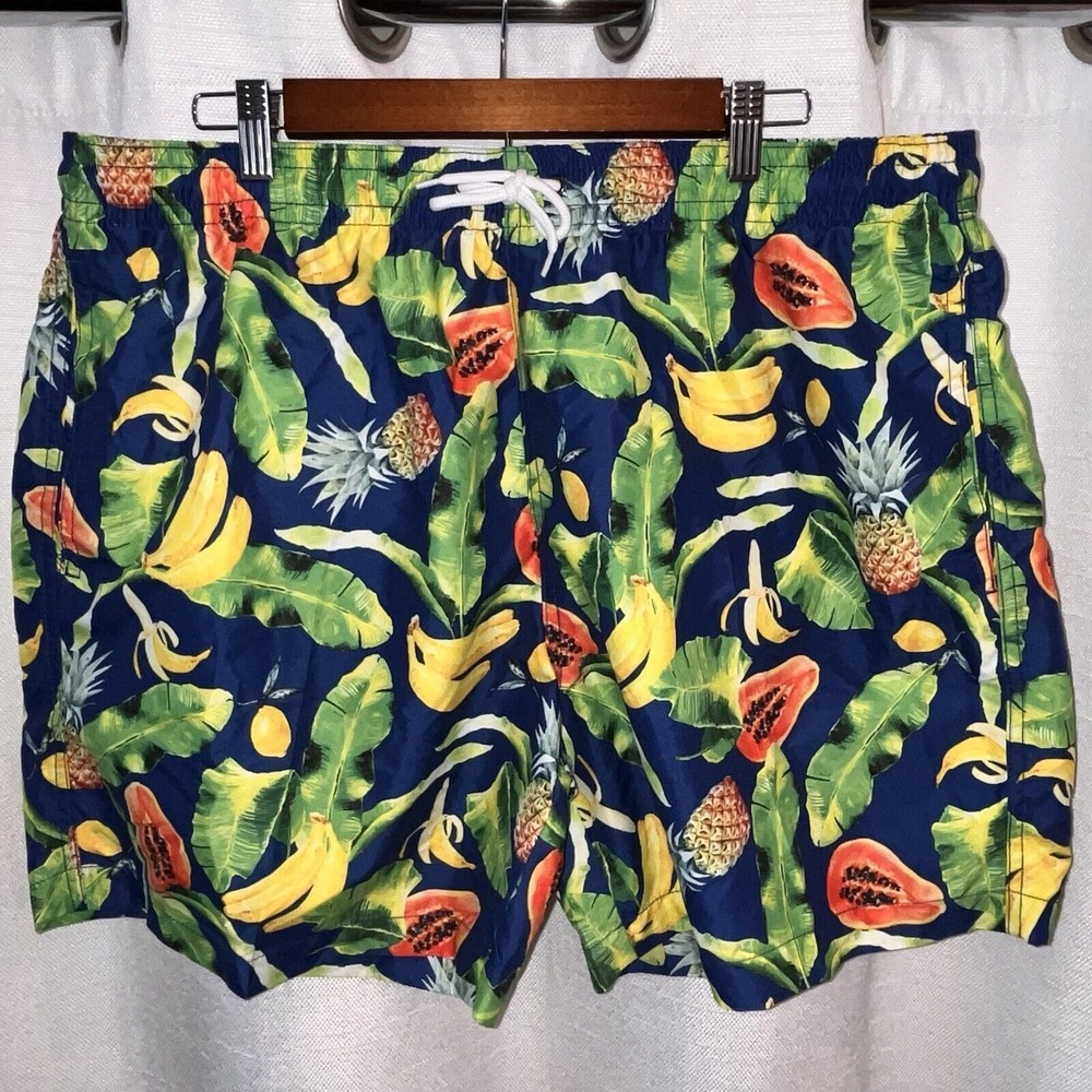 Trunks Surf & Swim Co Short Men's XXL Lined Pineapple Banana Leaf Bathing Suit